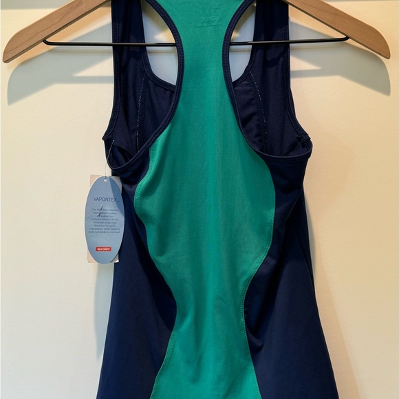 Lucky In Love Racerback Women’s Tank Top XS Blue Green White Tennis Work… - Picture 5 of 5